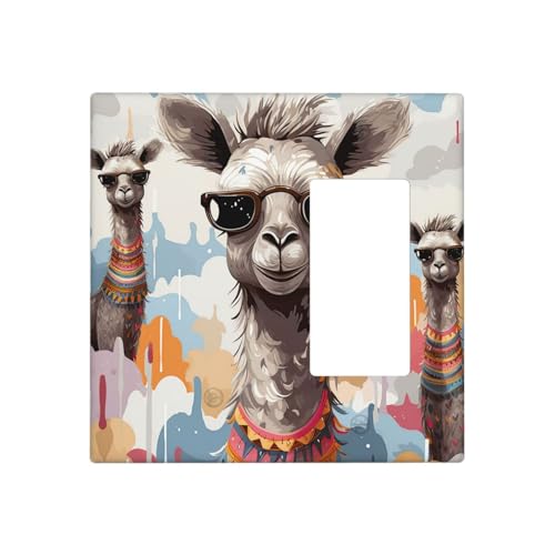Niedliche Giraffe mit Farben, Sonnenbrille, lustige Wandplatten, dekorative Lichtschalter-Abdeckung, 2-Gang-Steckdosenabdeckungen, elektrische Schalterplatte, thermoplastische Blende für Dekorateure Niedliche Giraffe mit Farben, Sonnenbrille, lustige Wandplatten, dekorative Lichtschalter-Abdeckung, 2-Gang-Steckdosenabdeckungen, elektrische Schalterplatte, thermoplastische Blende für Dekorateure von GTKSYNVE