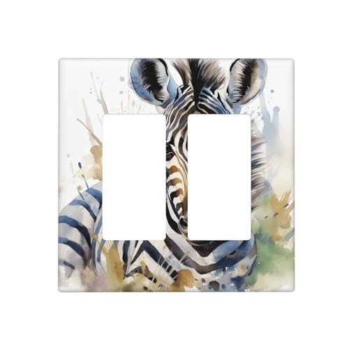 Niedliche Zebra-Aquarell-Wandplatten, dekorative Lichtschalter-Abdeckung, 2-Gang-Steckdosenabdeckungen, elektrische Schalterplatte, thermoplastische Blende für Dekorationsgerät, Schrauben im Niedliche Zebra-Aquarell-Wandplatten, dekorative Lichtschalter-Abdeckung, 2-Gang-Steckdosenabdeckungen, elektrische Schalterplatte, thermoplastische Blende für Dekorationsgerät, Schrauben im von GTKSYNVE