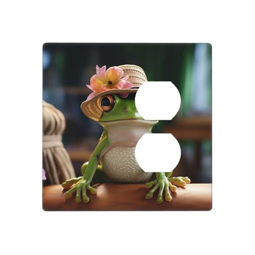 Niedlicher Frosch im Hut, Wandplatten, dekorative Lichtschalter-Abdeckung, 2-Gang-Steckdosenabdeckungen, elektrische Schalterplatte, thermoplastische Blende für Dekorateure, Schrauben im Lieferumfang Niedlicher Frosch im Hut, Wandplatten, dekorative Lichtschalter-Abdeckung, 2-Gang-Steckdosenabdeckungen, elektrische Schalterplatte, thermoplastische Blende für Dekorateure, Schrauben im Lieferumfang von GTKSYNVE