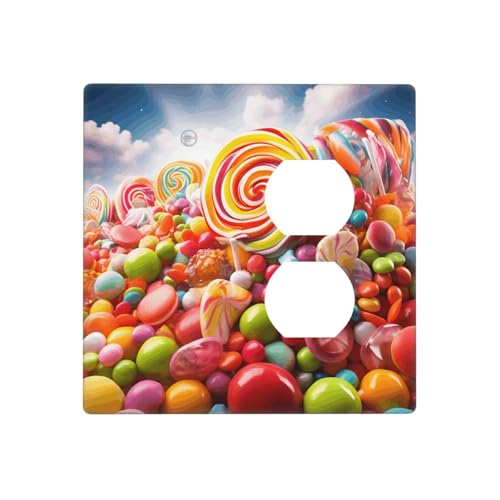 Rainbow Candy Wandplatten, dekorative Lichtschalter-Abdeckung, 2-Gang-Steckdosenabdeckungen, elektrische Schalterplatte, thermoplastische Blende für Dekorationsgerät, Schrauben im Lieferumfang von GTKSYNVE