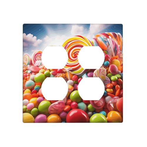Rainbow Candy Wandplatten, dekorative Lichtschalter-Abdeckung, 2-Gang-Steckdosenabdeckungen, elektrische Schalterplatte, thermoplastische Blende für Dekorationsgerät, Schrauben im Lieferumfang Rainbow Candy Wandplatten, dekorative Lichtschalter-Abdeckung, 2-Gang-Steckdosenabdeckungen, elektrische Schalterplatte, thermoplastische Blende für Dekorationsgerät, Schrauben im Lieferumfang von GTKSYNVE