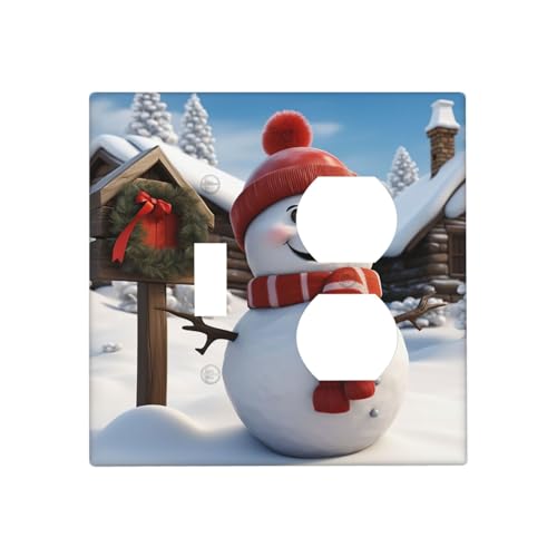 Schild-Schneemann-Wandplatten, dekorative Lichtschalter-Abdeckung, 2-Gang-Steckdosenabdeckungen, elektrische Schalterplatte, thermoplastische Blende für Dekorateure, Schrauben im Lieferumfang Schild-Schneemann-Wandplatten, dekorative Lichtschalter-Abdeckung, 2-Gang-Steckdosenabdeckungen, elektrische Schalterplatte, thermoplastische Blende für Dekorateure, Schrauben im Lieferumfang von GTKSYNVE