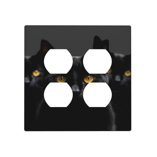 Schwarze Katzenaugen-Wandplatten, dekorative Lichtschalter-Abdeckung, 2-Gang-Steckdosenabdeckungen, elektrische Schalterplatte, thermoplastische Blende für Dekorationsgerät, Schrauben im Lieferumfang Schwarze Katzenaugen-Wandplatten, dekorative Lichtschalter-Abdeckung, 2-Gang-Steckdosenabdeckungen, elektrische Schalterplatte, thermoplastische Blende für Dekorationsgerät, Schrauben im Lieferumfang von GTKSYNVE