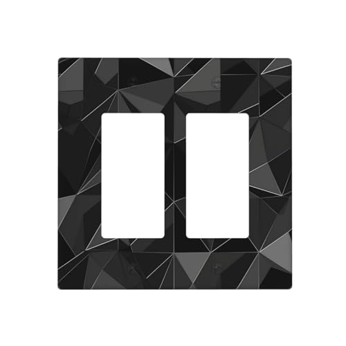 Schwarze geometrische Wandplatten, dekorative Lichtschalter-Abdeckung, 2-Gang-Steckdosenabdeckungen, elektrische Schalterplatte, thermoplastische Blende für Dekorationsgerät, Schrauben im Lieferumfang Schwarze geometrische Wandplatten, dekorative Lichtschalter-Abdeckung, 2-Gang-Steckdosenabdeckungen, elektrische Schalterplatte, thermoplastische Blende für Dekorationsgerät, Schrauben im Lieferumfang von GTKSYNVE