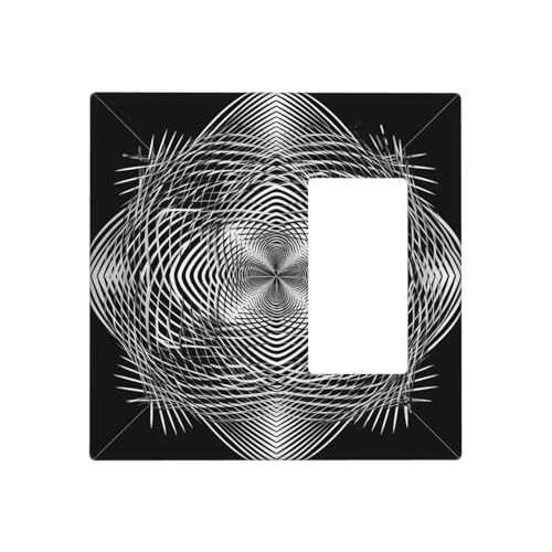 Schwarze und weiße geometrische Wandplatten, dekorative Lichtschalterabdeckung, 2-Gang-Steckdosenabdeckungen, elektrische Schalterplatte, thermoplastische Blende für Dekorationsgerät, Schrauben im von GTKSYNVE