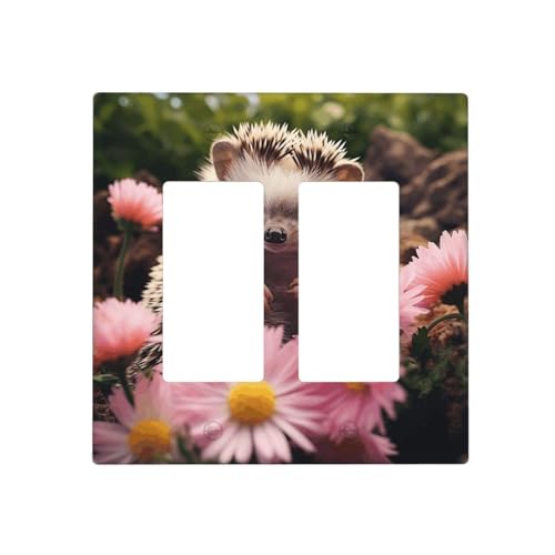 Wandplatte mit niedlichem Igel in Blumen, dekorative Lichtschalter-Abdeckung, 2-Gang-Steckdosenabdeckungen, elektrische Schalterplatte, thermoplastische Blende für Dekorationsgerät, Schrauben im Wandplatte mit niedlichem Igel in Blumen, dekorative Lichtschalter-Abdeckung, 2-Gang-Steckdosenabdeckungen, elektrische Schalterplatte, thermoplastische Blende für Dekorationsgerät, Schrauben im von GTKSYNVE