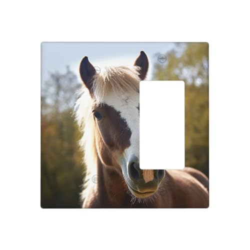 Wandplatten mit Tierpferd, dekorative Lichtschalter-Abdeckung, 2-Gang-Steckdosenabdeckungen, elektrische Schalterplatte, thermoplastische Blende für Dekorateure, Schrauben im Lieferumfang enthalten Wandplatten mit Tierpferd, dekorative Lichtschalter-Abdeckung, 2-Gang-Steckdosenabdeckungen, elektrische Schalterplatte, thermoplastische Blende für Dekorateure, Schrauben im Lieferumfang enthalten von GTKSYNVE