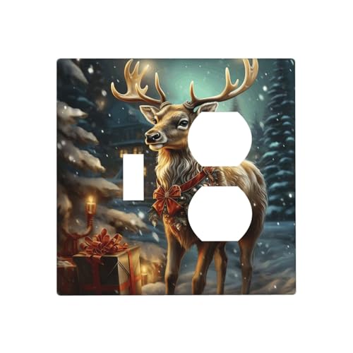 Weihnachtsgeschenk, Rentier-Wandplatten, dekorative Lichtschalter-Abdeckung, 2-Gang-Steckdosenabdeckungen, elektrische Schalterplatte, thermoplastische Blende für Dekorateure, Schrauben im Weihnachtsgeschenk, Rentier-Wandplatten, dekorative Lichtschalter-Abdeckung, 2-Gang-Steckdosenabdeckungen, elektrische Schalterplatte, thermoplastische Blende für Dekorateure, Schrauben im von GTKSYNVE