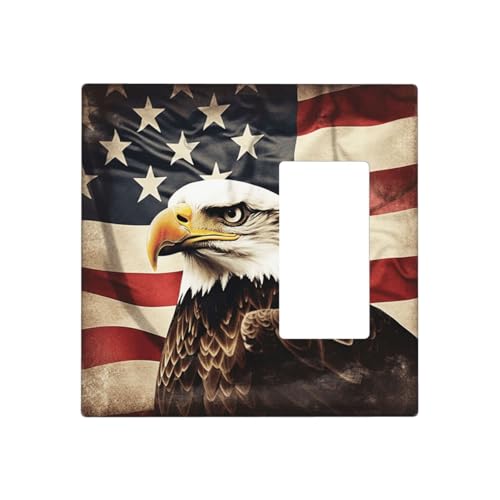 Weißkopfseeadler-Flagge, Veteranen-Wandplatten, dekorative Lichtschalter-Abdeckung, 2-Gang-Steckdosenabdeckungen, elektrische Schalterplatte, thermoplastische Blende für Dekorateure, Schrauben im Weißkopfseeadler-Flagge, Veteranen-Wandplatten, dekorative Lichtschalter-Abdeckung, 2-Gang-Steckdosenabdeckungen, elektrische Schalterplatte, thermoplastische Blende für Dekorateure, Schrauben im von GTKSYNVE