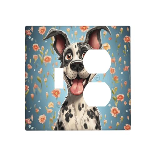 fun dogs Wandplatten, dekorative Lichtschalter-Abdeckung, 2-Gang-Steckdosenabdeckungen, elektrische Schalterplatte, thermoplastische Blende für Dekorateure, Schrauben im Lieferumfang enthalten von GTKSYNVE