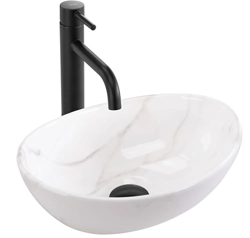 GTM Design Aufsatzwaschbecken Glanz Modern Waschbecken ohne Hahnloch - Elegant Aufsatzwaschbecken Oval für Badezimmer und Gäste WC - nur Bad Waschbecken - Modell 20 GTM Design Aufsatzwaschbecken Glanz Modern Waschbecken ohne Hahnloch - Elegant Aufsatzwaschbecken Oval für Badezimmer und Gäste WC - nur Bad Waschbecken - Modell 20 von GTM Design