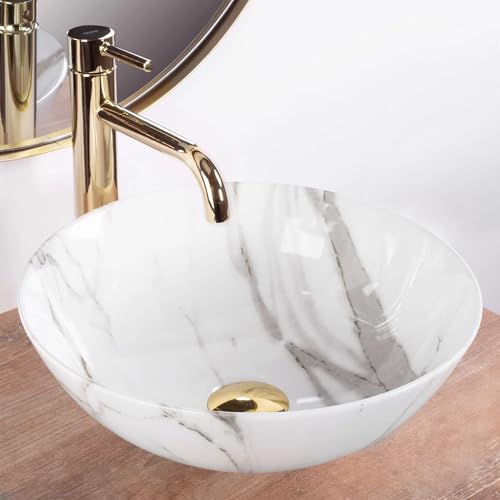 GTM Design Aufsatzwaschbecken Glanz Modern Waschbecken ohne Hahnloch - Elegant Aufsatzwaschbecken Oval für Badezimmer und Gäste WC - nur Bad Waschbecken - Modell 6 von GTM Design