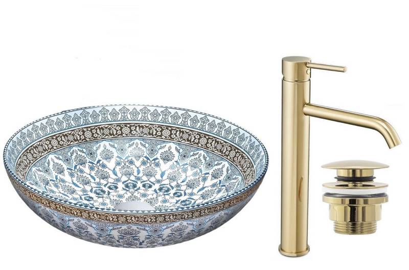 GTM Design Aufsatzwaschbecken Glanz - Modern Waschbecken ohne Hahnloch - Elegant Oval von GTM Design