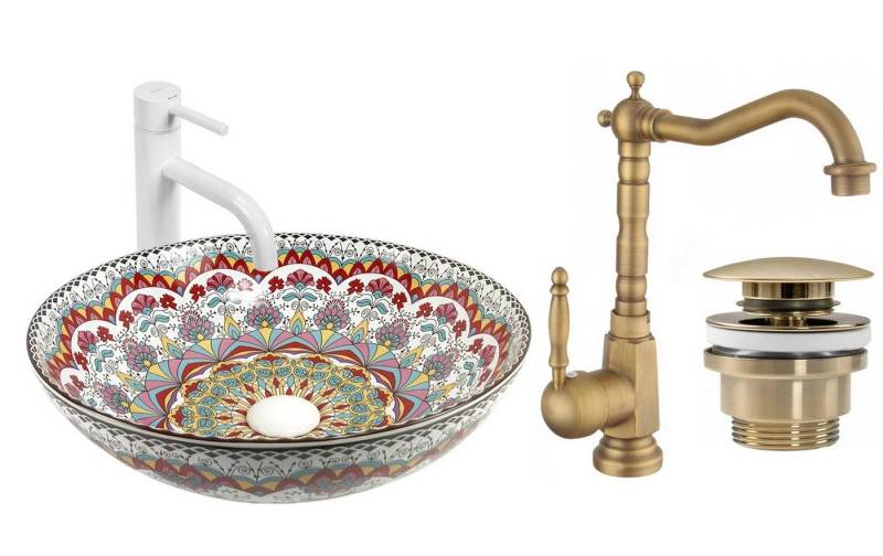GTM Design Aufsatzwaschbecken Glanz - Modern Waschbecken ohne Hahnloch - Elegant Oval von GTM Design