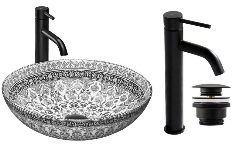 GTM Design Aufsatzwaschbecken Glanz - Modern Waschbecken ohne Hahnloch - Elegant Oval von GTM Design
