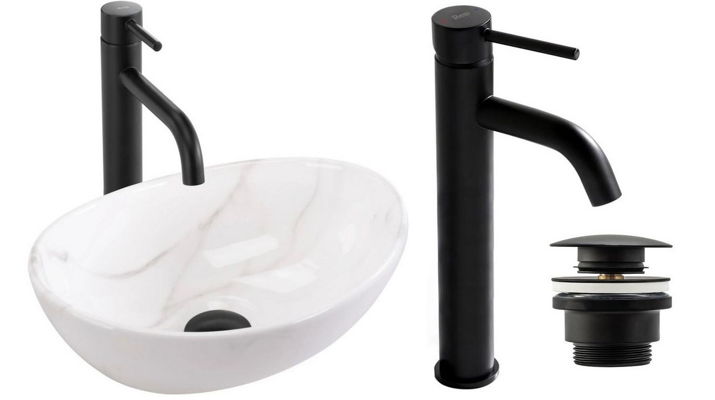 GTM Design Aufsatzwaschbecken Glanz Set mit Waschtischbatterie, Stopfen - Waschbecken mit Armature GTM Design Aufsatzwaschbecken Glanz Set mit Waschtischbatterie, Stopfen - Waschbecken mit Armature von GTM Design