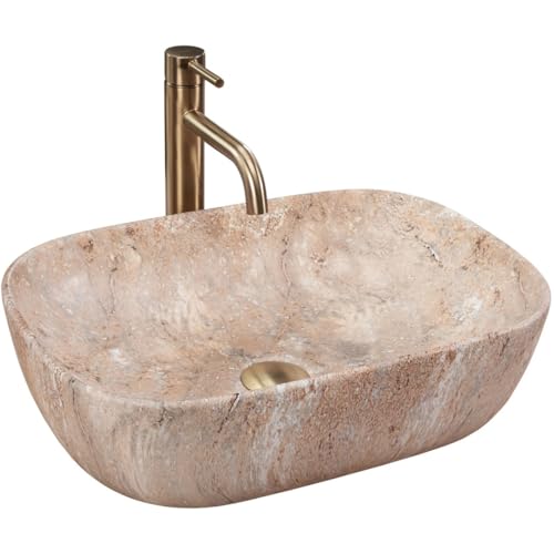 GTM Design Aufsatzwaschbecken Matt Modern Waschbecken ohne Hahnloch - Elegant Aufsatzwaschbecken Oval für Badezimmer und Gäste WC - nur Bad Waschbecken - Modell 14 von GTM Design