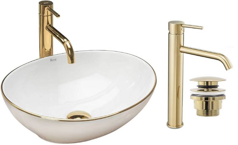 GTM Design Aufsatzwaschbecken Modern Waschbecken ohne Hahnloch Elegant Aufsatzwaschbecken Oval von GTM Design