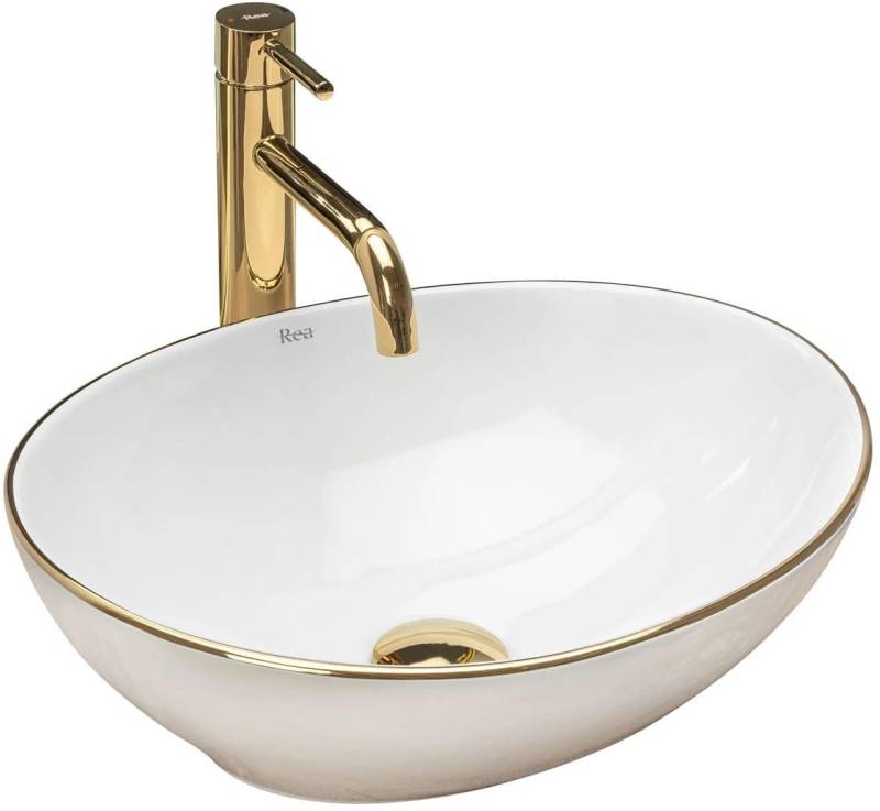 GTM Design Aufsatzwaschbecken Modern Waschbecken ohne Hahnloch Elegant Aufsatzwaschbecken Oval von GTM Design