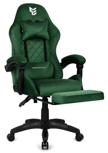 GTM Design Ergonomischer Gaming Stuhl - Verstellbare Bürostuhl mit Kissen und Fußbank - Multifunktionale Schreibtischstuhl für Gaming Arbeit und Entspannung - Anpassbare Gamingstuhl - Grün von GTM Design