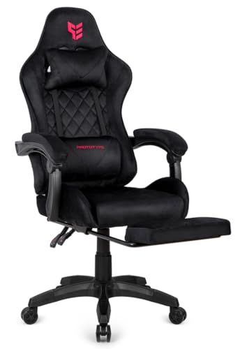 GTM Design Ergonomischer Gaming Stuhl - Verstellbare Bürostuhl mit Kissen und Fußbank - Multifunktionale Schreibtischstuhl für Gaming Arbeit und Entspannung - Anpassbare Gamingstuhl - Schwarz von GTM Design