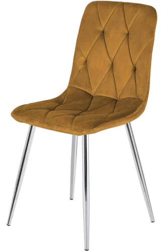 GTM Design Esstisch Stühle - Modern Polster Küchenstühle - Elegant Velours Stühle für Esszimmer und Küche - Pflegeleicht Stuhl 1 Stück - Braun - Silber Beine von GTM Design