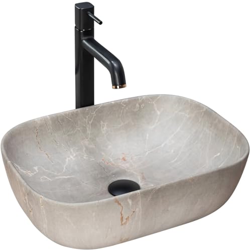 GTM Design Aufsatzwaschbecken Matt Modern Waschbecken ohne Hahnloch - Elegant Aufsatzwaschbecken Oval für Badezimmer und Gäste WC - nur Bad Waschbecken - Modell 4 GTM Design Aufsatzwaschbecken Matt Modern Waschbecken ohne Hahnloch - Elegant Aufsatzwaschbecken Oval für Badezimmer und Gäste WC - nur Bad Waschbecken - Modell 4 von GTM Design