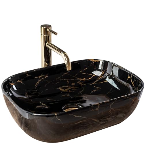 GTM Design Aufsatzwaschbecken Glanz Modern Waschbecken ohne Hahnloch - Elegant Aufsatzwaschbecken Oval für Badezimmer und Gäste WC - nur Bad Waschbecken - Modell 4 von GTM Design