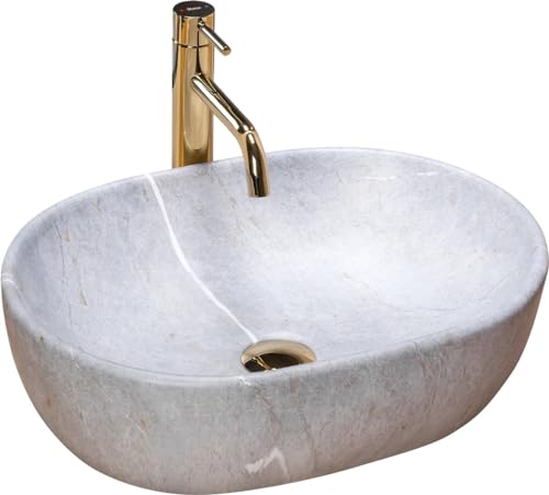 GTM Design Keramik Waschbecken - Aufsatzwaschbecken fürs Badezimmer - Waschbecken Oval - Design Waschbecken im modernen Stil - Grau - 48,5x35x13,5 cm von GTM Design