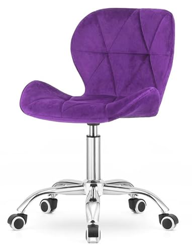 GTM Design Schminkstuhl - Elegant Schminktisch Stuhl aus Samt - Schreibtischsessel für Kinderzimmer und Büro - Verstellbar Drehsessel - Modern - Lila von GTM Design