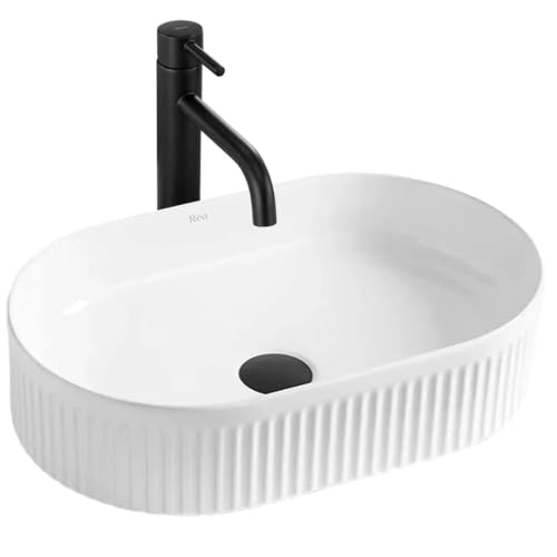 GTM Design Aufsatzwaschbecken Glanz - Modern Waschbecken - ohne Überlaufloch - Elegant Aufsatzwaschbecken Oval - für Badezimmer und Gäste WC - nur Bad Waschbecken - Modell 14 von GTM Design