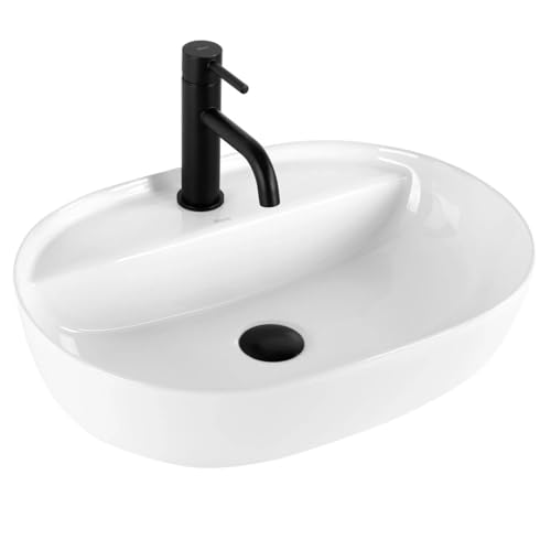 GTM Design Aufsatzwaschbecken Glanz - Modern Waschbecken ohne Überlaufloch - Elegant Aufsatzwaschbecken Oval für Badezimmer und Gäste WC - nur Bad Waschbecken - Modell 3 von GTM Design