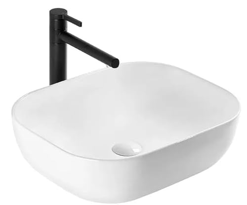 GTM Design Aufsatzwaschbecken Glanz - Modern Waschbecken - ohne Überlaufloch - Elegant Aufsatzwaschbecken Rechteckig - für Badezimmer und Gäste WC - nur Bad Waschbecken - Modell 4 von GTM Design