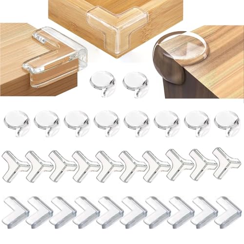 GTOBES GTOBES Eckenschutz Baby,30 Stück Kantenschutz Baby Silikon Selbstklebend Kantenschutz 3 Formen Transparent Tischkantenschutz für Möbel Schützt Babys & ältere Menschen(30 Stück) von GTOBES