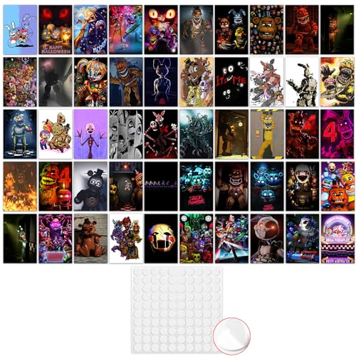 GTOTd FNAF Poster 50 Stück 15 x 10cm (6" x 4") mit Wand-Collage-Kit spiel Merch Party Ungerahmte Version HD Leinwanddruck Poster für Wohnzimmer Club Wand Kunst Dekor von GTOTd
