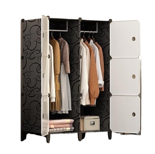 GTOULHH Kleiderschränke Stabil Abnehmbarer Kleiderschrank Mit Hängestangen for Schlafzimmer, Wohnzimmer, Waschküche Faltschrank(Black,75x47x119cm) von GTOULHH