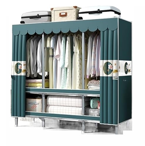 GTOULHH Kleiderschränke Stabil Einfache Kombination Kleiderschrank Stahlrohr Stoff Schlafzimmer Montiert Lagerung Kleidung Faltschrank(145 * 45 * 175cm) von GTOULHH