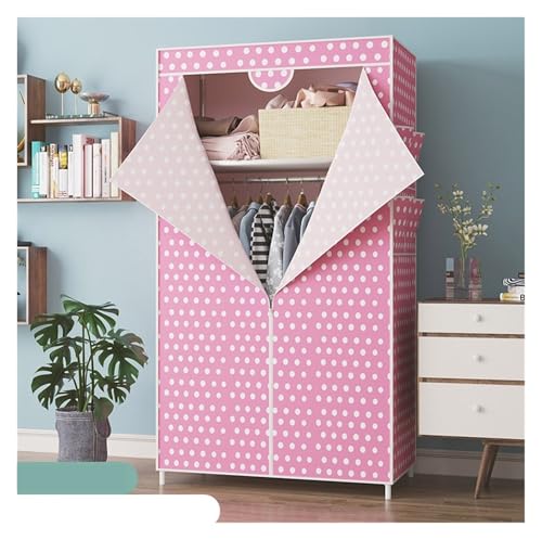 GTOULHH Kleiderschränke Stabil Einfacher Freistehender Kleider- Und Kleiderorganisator-Montageschrank Mit Abdeckung for Die Wohnung Faltschrank(Pink) von GTOULHH