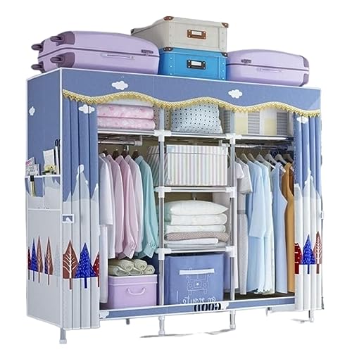 GTOULHH Kleiderschränke Stabil Einfacher Kleiderschrank Aus Stahlrohr, Wirtschaftliche Montage Und Lagerung Faltschrank(B,163 * 45 * 170cm) von GTOULHH