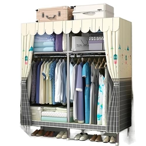 GTOULHH Kleiderschränke Stabil Tragbarer Kleiderschrank Für Aufhängen Von Kleidung, Aufbewahrungsregale Für Schlafzimmer, Langlebig Faltschrank(130 * 45 * 170cm) von GTOULHH
