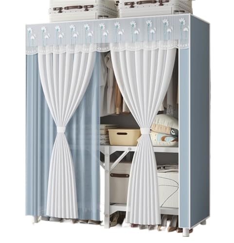 GTOULHH Kleiderschränke Stabil Zusammenklappbarer Kleiderschrank Mit Stabilen Kleiderschränken Aus Vliesstoff for Aufhängen Von Kleidung Faltschrank(Blue,150x45x170cm) von GTOULHH