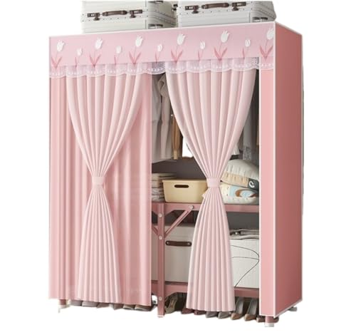 GTOULHH Kleiderschränke Stabil Zusammenklappbarer Kleiderschrank Mit Stabilen Kleiderschränken Aus Vliesstoff for Aufhängen Von Kleidung Faltschrank(Pink,150x45x170cm) von GTOULHH
