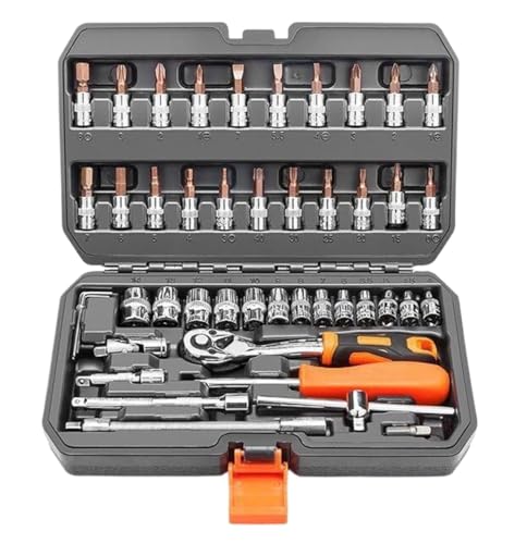 GTOULHH Werkzeugkoffer 46 Stück Werkzeug Set Haushalt Steckschlüssel Set Auto Reparatur Werkzeug Set Mit Toolbox Reparatur zu Hause GTOULHH Werkzeugkoffer 46 Stück Werkzeug Set Haushalt Steckschlüssel Set Auto Reparatur Werkzeug Set Mit Toolbox Reparatur zu Hause von GTOULHH