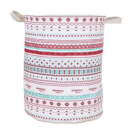 Wäschesammler Wäschetonne Wäschekorb, Rund, Für Schmutzige Garderobe, Kleidung, Baumwolle, Faltbarer Eimer, Aufbewahrungsfass Laundry Basket(A) von GTOULHH