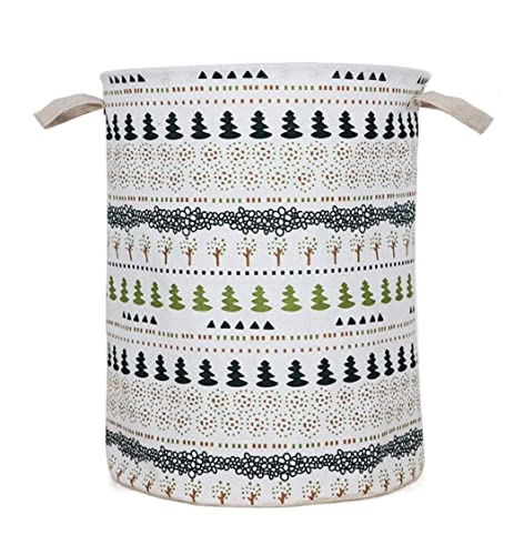 Wäschesammler Wäschetonne Wäschekorb, Rund, Für Schmutzige Garderobe, Kleidung, Baumwolle, Faltbarer Eimer, Aufbewahrungsfass Laundry Basket(F) von GTOULHH