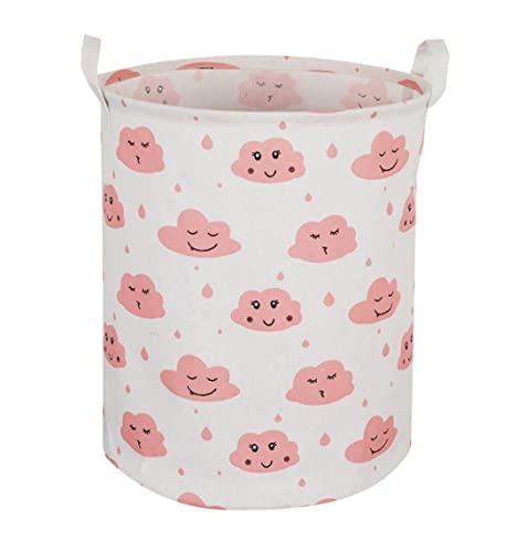 Wäschesammler Wäschetonne Wäschekorb, Rund, Für Schmutzige Garderobe, Kleidung, Baumwolle, Faltbarer Eimer, Aufbewahrungsfass Laundry Basket(H) von GTOULHH