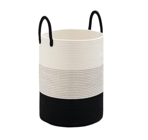Wäschesammler Wäschetonne Wäschekorb Aus Baumwollseil Mit Griffen, Gewebter, Für Schmutzige Kleidung, Für Wohnzimmer Und Schlafzimmer Laundry Basket(A,38 * 45cm) von GTOULHH