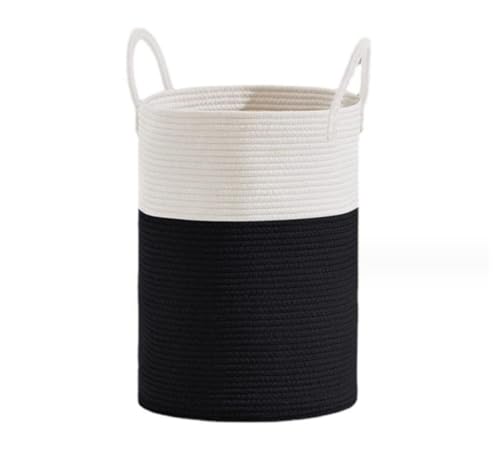 Wäschesammler Wäschetonne Wäschekorb Aus Baumwollseil Mit Griffen, Gewebter, Für Schmutzige Kleidung, Für Wohnzimmer Und Schlafzimmer Laundry Basket(B,35 * 40cm) von GTOULHH