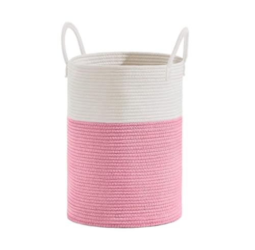 Wäschesammler Wäschetonne Wäschekorb Aus Baumwollseil Mit Griffen, Gewebter, Für Schmutzige Kleidung, Für Wohnzimmer Und Schlafzimmer Laundry Basket(D,35 * 40cm) von GTOULHH