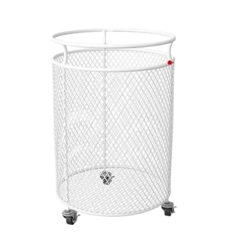 Wäschesammler Wäschetonne Wäschekorb Aus Metall Mit Rollen, Für Wohnheim, Badezimmer, Schlafzimmer, Waschküche Laundry Basket(White) von GTOULHH